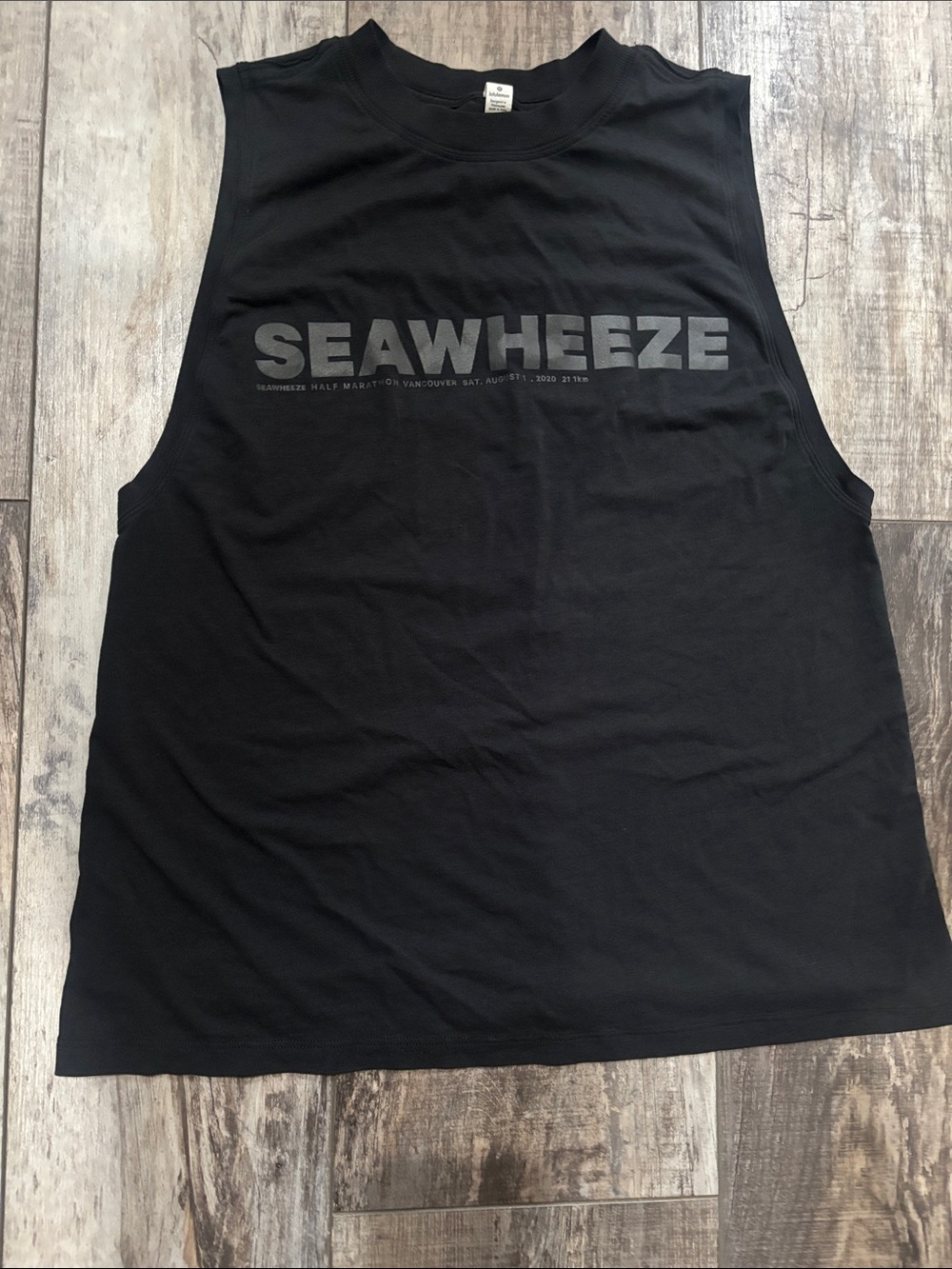 lululemon athletica Black Muscle Tee with 'SEAWHEEZE' Logo